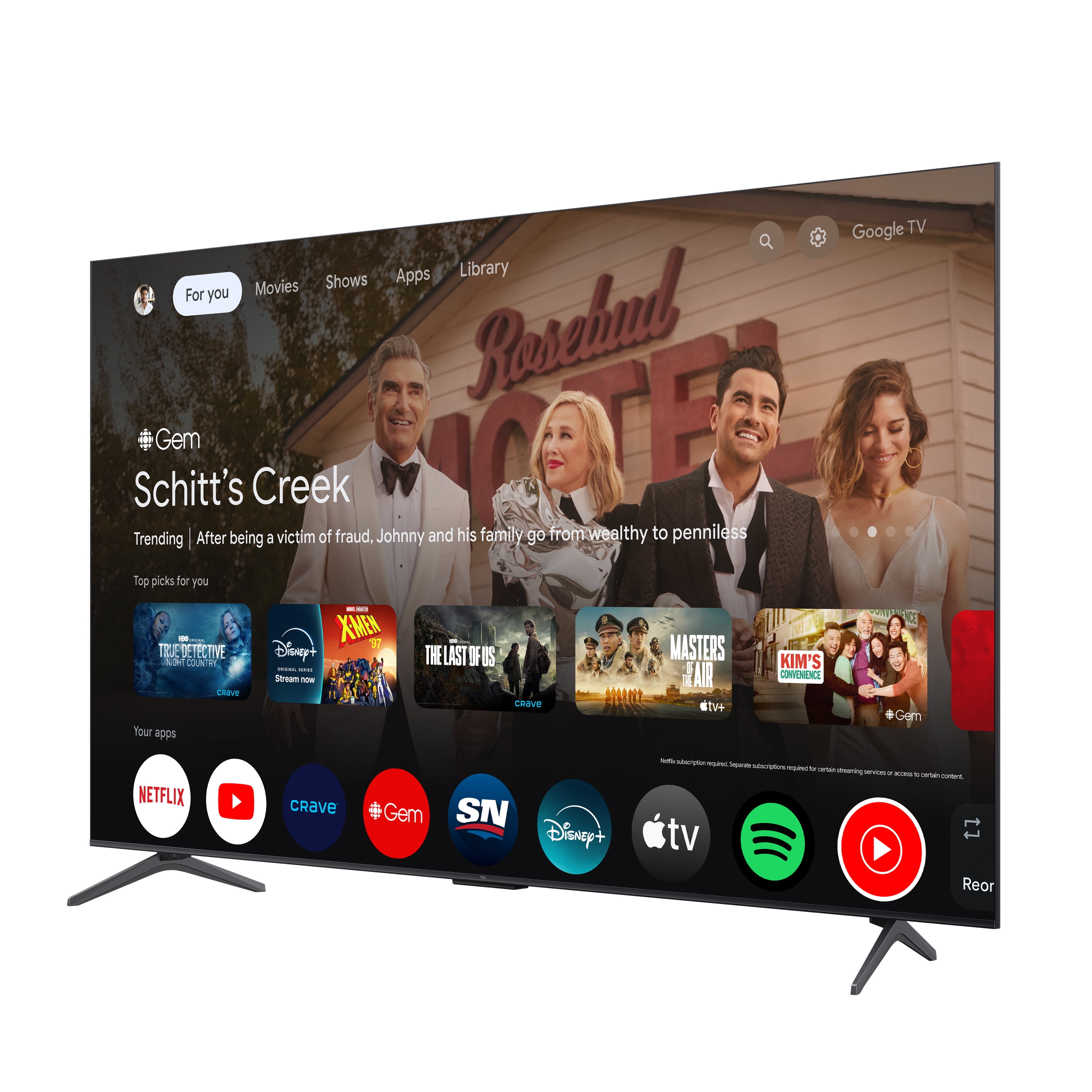 Téléviseur intelligent TCL 65" série QM6K 4K UHD HDR QD-Mini LED avec Google TV – 65QM61K