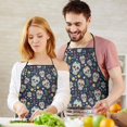 thumbnail image 5 of Navy Floral Skull Pattern Apron-Garden Aprons for Women with Pockets-Cotton Linen Waterproof Kitchen Cooking Gardening Aprons Adjustable for Kitchen,Cooking,BBQ and Salon 33x27 Inch, 5 of 7