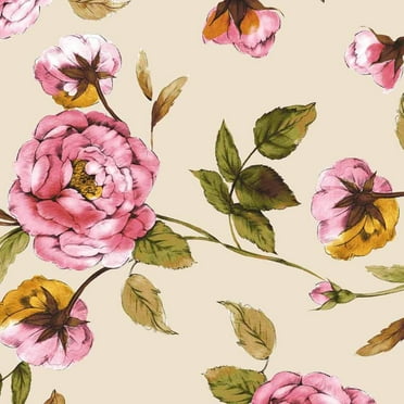 FREE SHIPPING!!! Almond Pink Large Floral Pattern Printed on ITY Stretch Jersey Knit Fabric Twist Yarns ITY(continuous up to hundred yards)