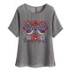 thumbnail image 1 of Camiseta de Mujer Camiseta de Manga Corta Impresión Casual Raglan Suelto de Lino Top Blusas, Cuello de la Tripulación, 1 of 4