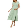 thumbnail image 2 of INSPIRE CHIC Women's Mother's Days Maternity Dress Maxi Short Sleeves Ruffled Pleating Pregnancy Dresses for Photoshoot Flowy Casual 2026 Summer M Green, 2 of 6