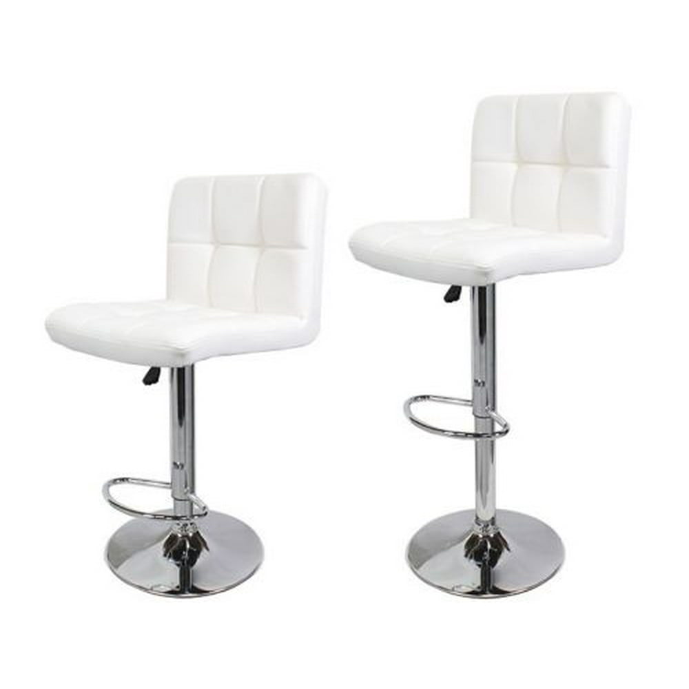 TMS 2 Swivel White PU Leather Modern Adjustable Hydraulic Bar Stool