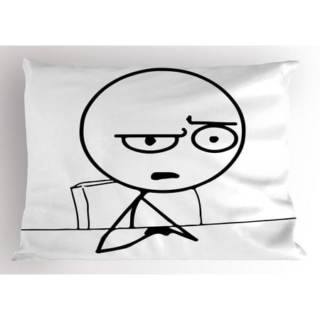 Humor Pillow Sham So What Guy Meme Face Best Avatar WTF Icon Hipster Mascot Snobby Sign Picture, Decorative Standard Queen Size Printed Pillowcase, 30 X 20 Inches, Black and White, by (Best Hairstyles For Black Guys)