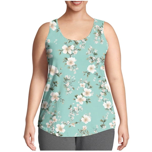 Levmjia Womens Tank Tops Summer Sleeveless Casual Loose Fit Printed Camisole Polyester Comfortable Stretchy Plus Size Fashion Top for Women