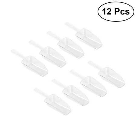 

Homemaxs 12Pcs Plastic Scoop Mini Clear Flour Ice Candy Dessert Buffet Popcorn Scoop Shovel (White)