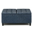 thumbnail image 3 of Harrison 36 inch Wide Transitional Coffee Table Storage Ottoman in Denim Blue Vegan Leather, 3 of 10