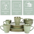thumbnail image 3 of Elanze Designs Modern Chic Smooth Ceramic Stoneware Dinnerware 16 Piece Set - Service for 4, Sage Green, 3 of 6