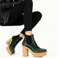 thumbnail image 4 of XYD Women Block High Heels Ankle Boots with Gold Studs Platform Round Toe Booties Side Elasticized Fashion Party Shoes Size 11 Dark Green, 4 of 4