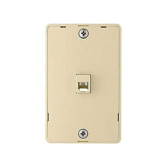 Cooper 3521-4V Ivory Quick Mount Four Wire Telephone Jack and Wall Plate