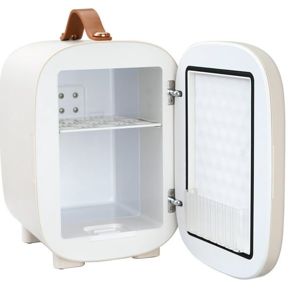Mini Skin Care Fridge 4L, 6-Can Cute Cosmetic Cooler & Warmer, AC/DC Portable Tiny Fridge for Bedroom, Office, Dorm, Car – ETL Certified, White
