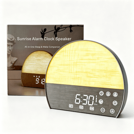 HIBIBUD Sunrise Alarm Clock,30 Soothing Sounds,Fm Radio&Bluetooth Zero Blue-Light Display,Flame-Retardant Build,No App Needed,Gift-Ready Box,Dual Alarms,Touch Panel