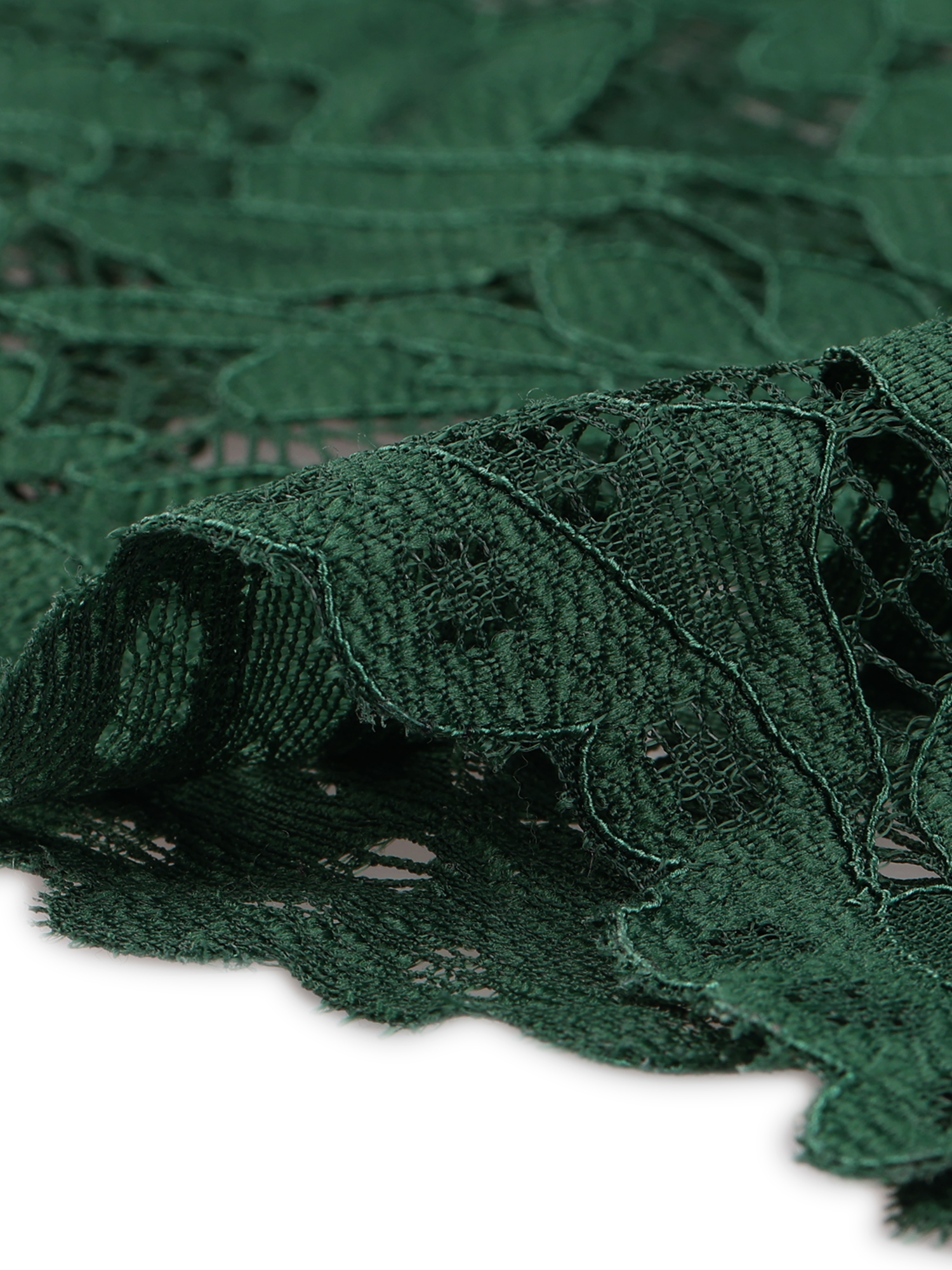 DARING DIVA Bell Sleeve Cocktail Lace Sheath Blouse XS Dark Green