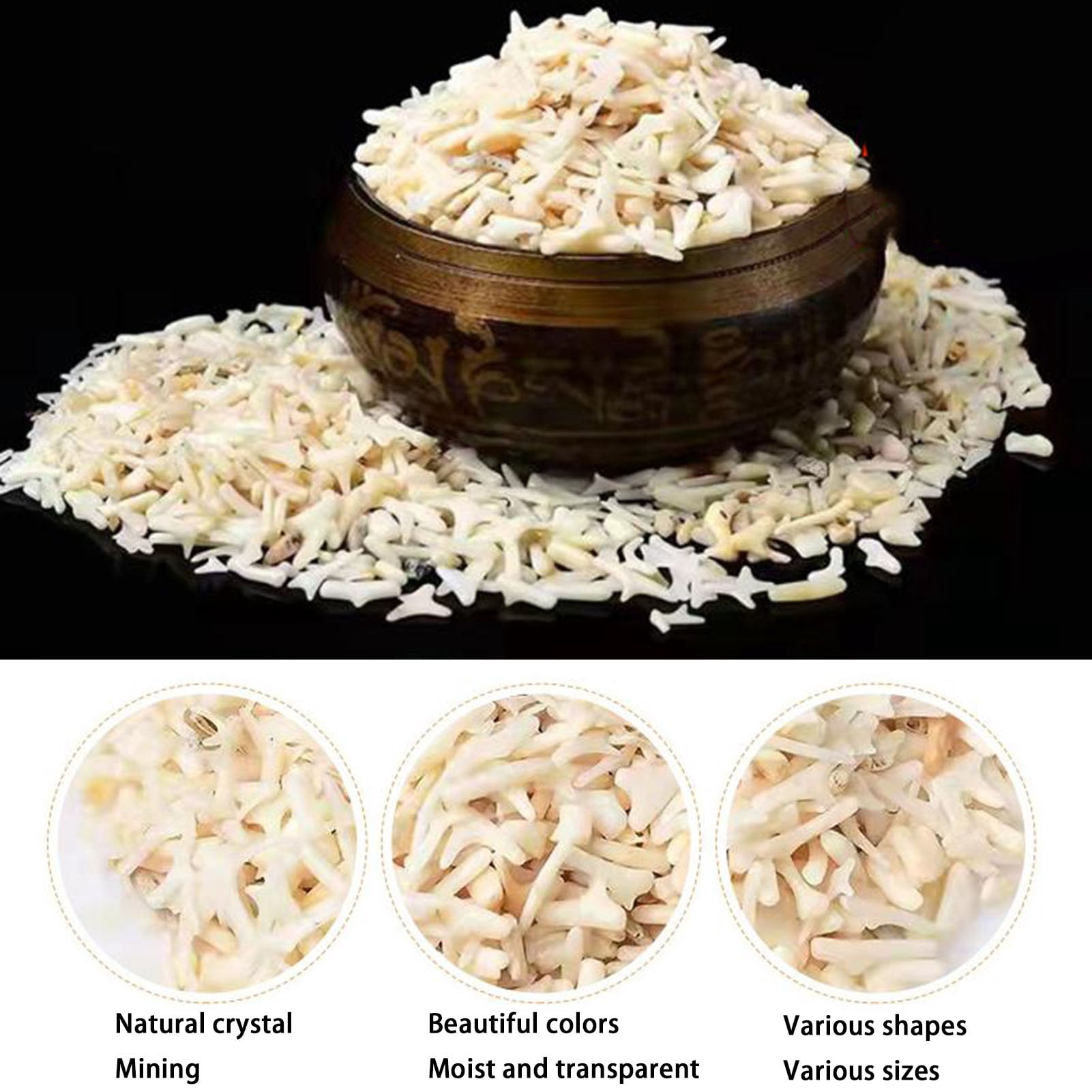 0.66LB Natural white coral gravel Fish Tank Sand Gravel Natural Aquarium Decorative Sand Gravel Rock for Aquariums Terrarium Garden Flowerpot Glassware Vases Decoration
