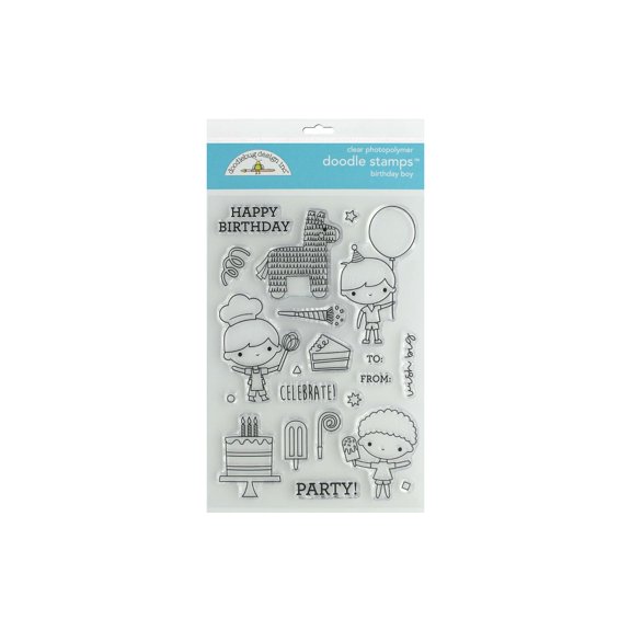 Doodlebug Party Time Doodle Stamps Birthday Boy
