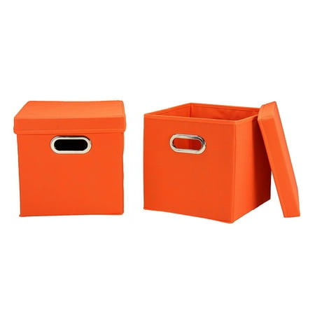 32-1 Decorative Storage Cube Set with Removable Lids | Orange | 2-Pack, 100% Non-woven Polypropelyne By Household Essentials from (Best Way To Use Packing Cubes)
