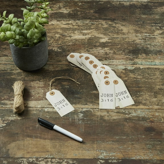 VHC Brands Celebrate Grace John 3:16 Paper Tag 9pt w/Twine Set of 50 1.75x3.75, Spring and Easter Gift Tags, Small Hanging Spring and Easter Decor
