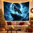 thumbnail image 3 of Howling Grey Wolf on Rocky Peak under Full Moon, Dramatic Fantasy for Wildlife Fans, Moonlit Wilderness Art, Housewarming Gift, Tapestry Wall Hanging for Bedroom and Den, 3 of 7