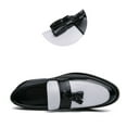 thumbnail image 6 of Men's Oxfords Dress Shoes 2025 Black White Color Blocking Fashion Casual Leather Slip on Penny Loafers, 6 of 9