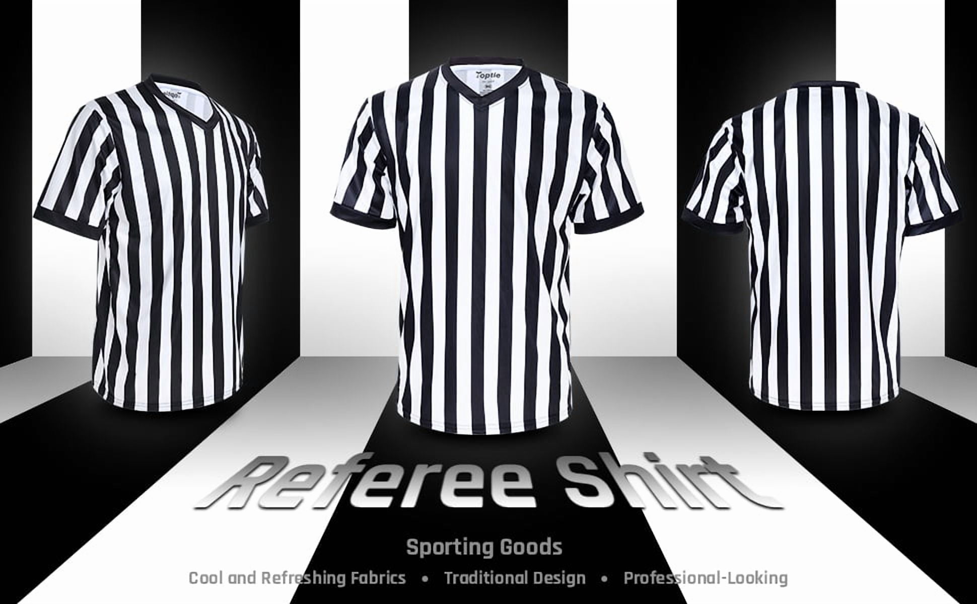 TOPTIE Sporting Goods Men's Referee Shirt Official V-Neck Black