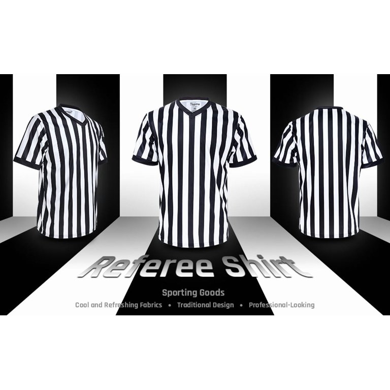 TOPTIE Sporting Goods Men's Referee Shirt Official V-Neck Black