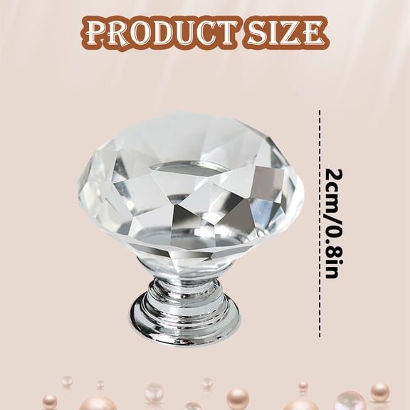 12 Pack Crystal Glass Door Knobs, Cut Drawer Pull Handles, Diamond Shape Pulls Handles for Cupboard Cabinet Wardrobe Home Decorating