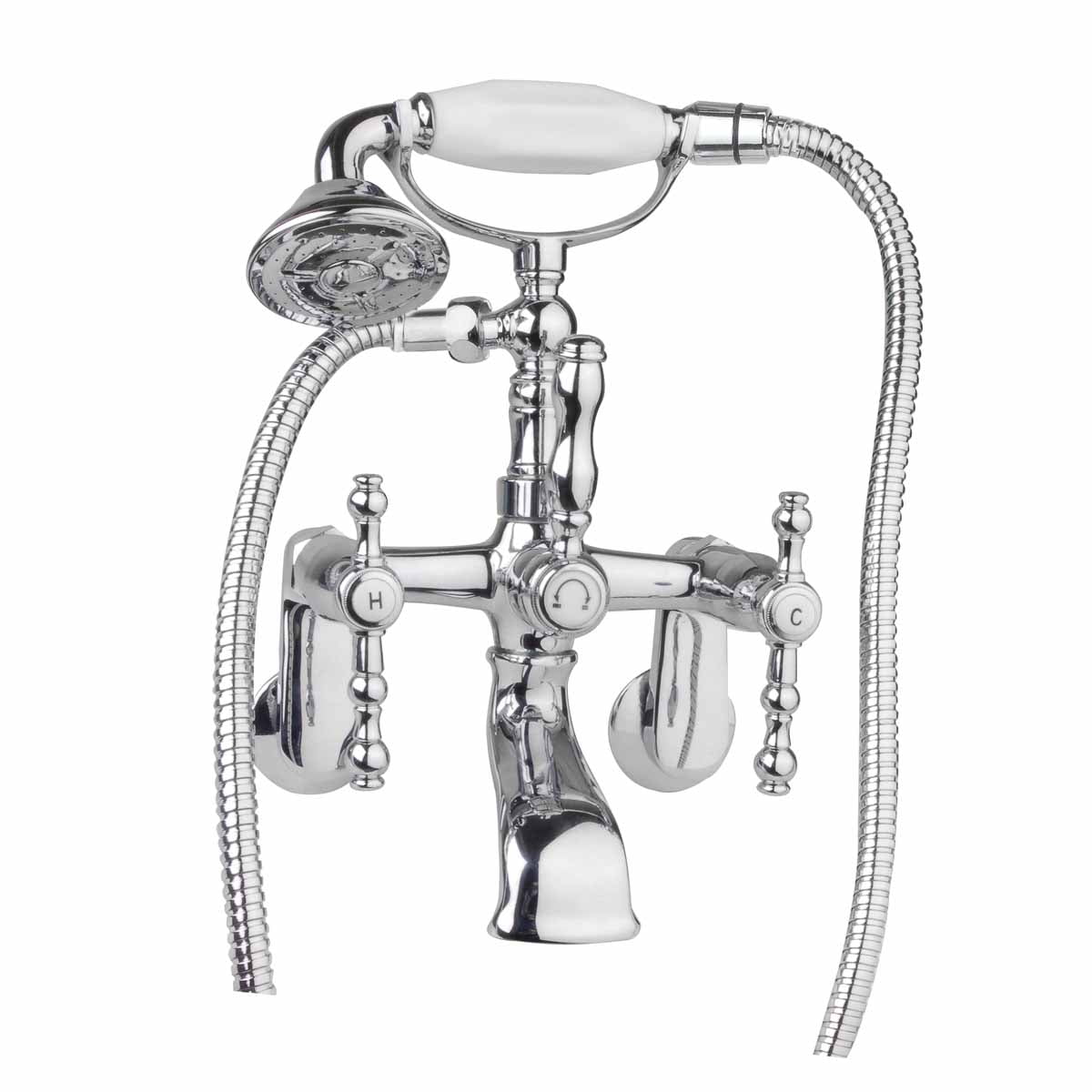 Clawfoot Tub Faucet Wall Mount Handheld Shower Chrome