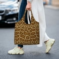 thumbnail image 5 of Xecao's Snake Skin Canvas Tote Bag is a versatile choice for women, serving as a stylish beach bag, shopping bag,and reusable grocery bag., 5 of 5