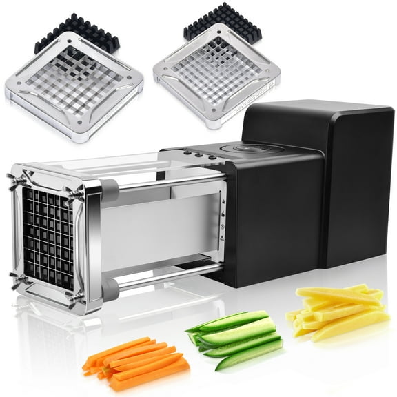 Sopito Electric Potato Cutter, Stainless Steel French Fry Cutter with 1/2in Blade & 3/8in Blade Great for Potatoes Cucumbers Carrots