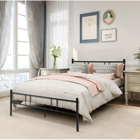 Cama Matrimonial de Metal, Color Negro (Sin Colchón, 197*141cm)