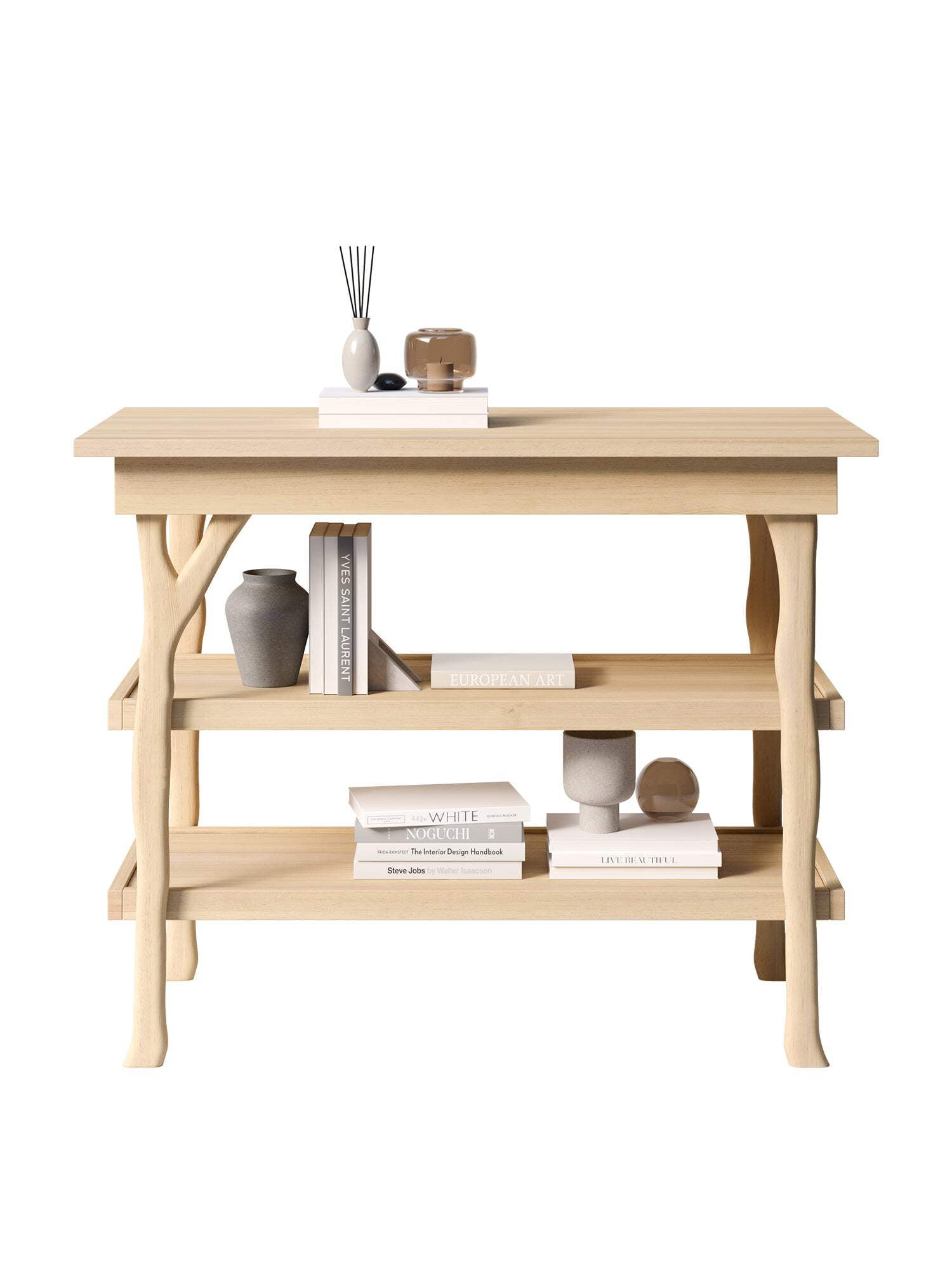 Milk Street Baby Branch Open Shelf Changing Table in Natural with Snow GREENGUARD GOLD CERTIFIED FINISHES