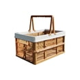 thumbnail image 1 of Foldable Plastic Storage Basket with Handles Stackable Grated Wall Design for Organization Home Kitchen Pantry or Car Use Holds Groceries Toys and Supplies, 1 of 8