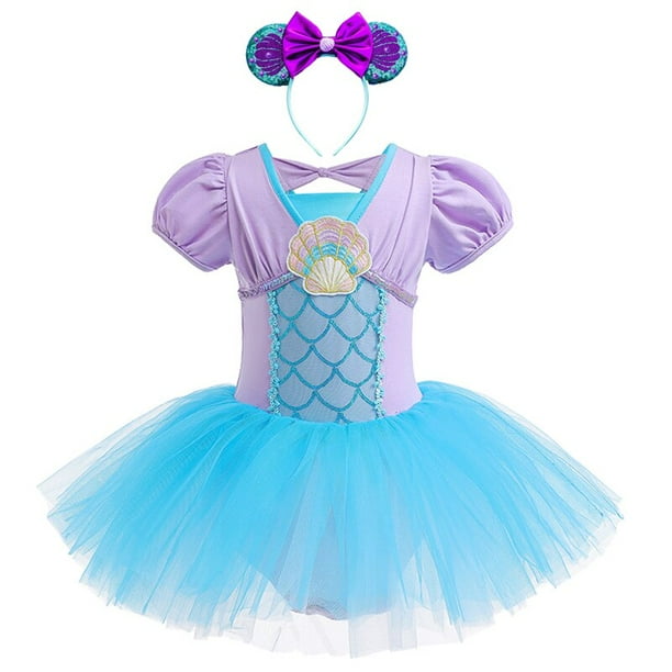 Disney Frozen Elsa Anna Niñas Tutu Vestido Cosplay Princesa Sirena Ariel Jasmine Belle Blancanieves Disfraz Niño Fiesta de cumpleaños Prom2T (Etiqueta 100) Gao Jinjia LED