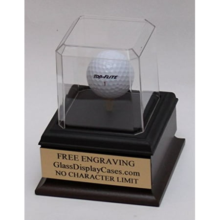Golf Ball Personalized Hole in One - Eagle - Best Round - Game Acrylic Display Case - Beveled Edges - Cherry Finish Wood Platform Base & Custom (Best Finish For Brazilian Cherry)