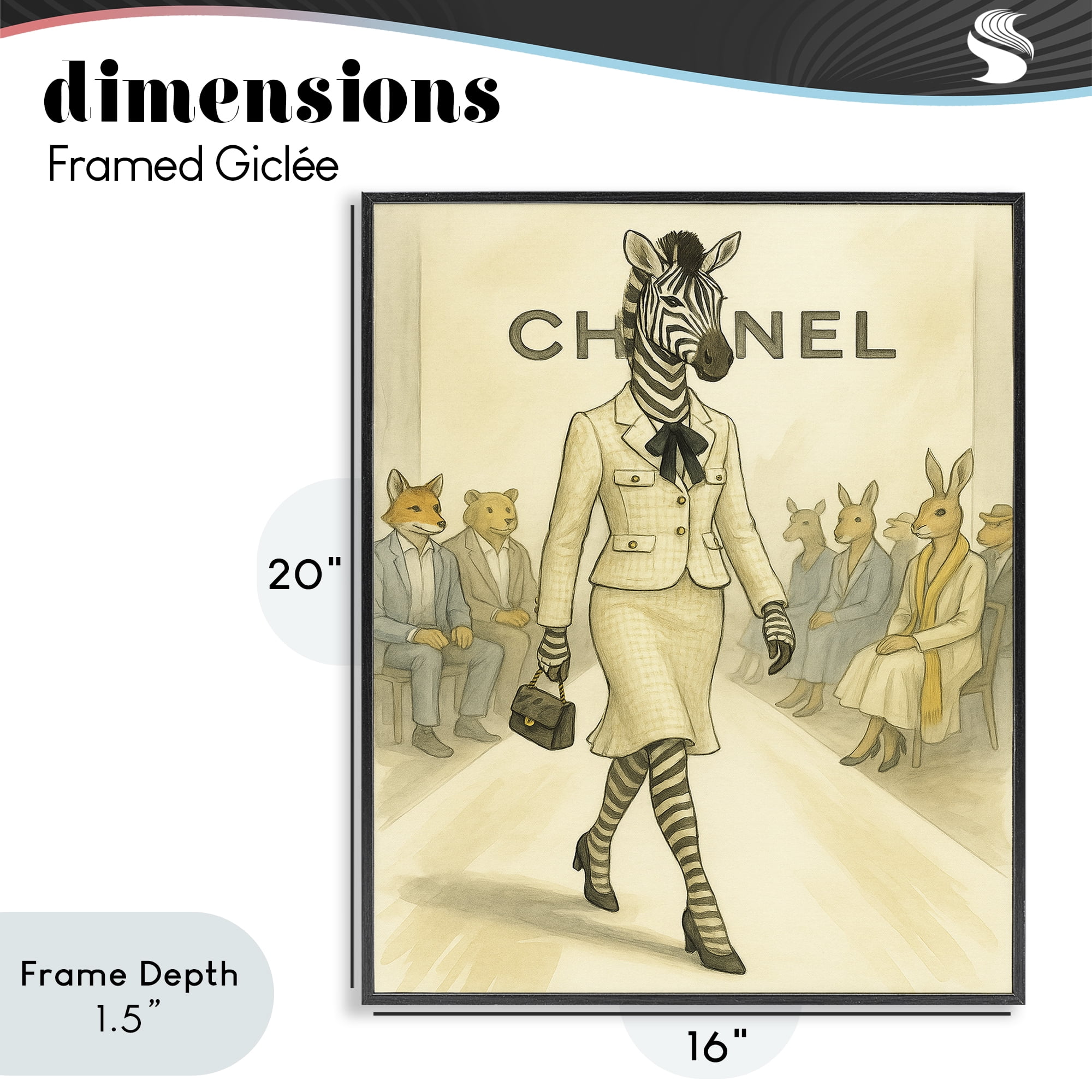 Stupell Industries Fashion Runway Zebra Black Framed Giclee Art, design by Grotto Studios