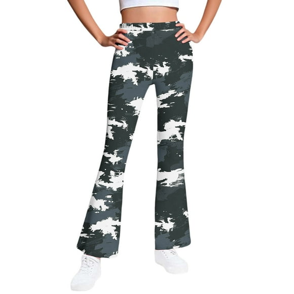 Dark Gray Boy Girl Casual Tights for Girl Fall Winter Fleece Lined Sherpa Camo Thermal Fuzzy Flare Wide Leg Army Fatigue Long Bootcut Leg Trousers Pants Pantyhose Tights Girl 2025 7 Years