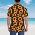 thumbnail image 4 of Sikiie Red Black Plaid Sunflower Print Men's Hawaiian Shirt, Summer Beach Button Pocket Short Sleeve T-Shirt,Medium, 4 of 7