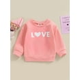 thumbnail image 2 of Bagilaanoe Toddler Baby Girl Boy Valentine's Day Sweatshirt Long Sleeve Letter Print Pullover 6M 12M 18M 24M 3T 4T Kids Loose Tee Tops, 2 of 8