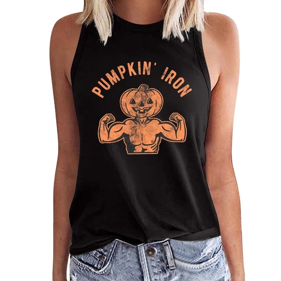 Bovemsi Racerback Tank Tops for Women Loose Fit Cotton Halloween Sleeveless Comfort Tops for Women Trendy L