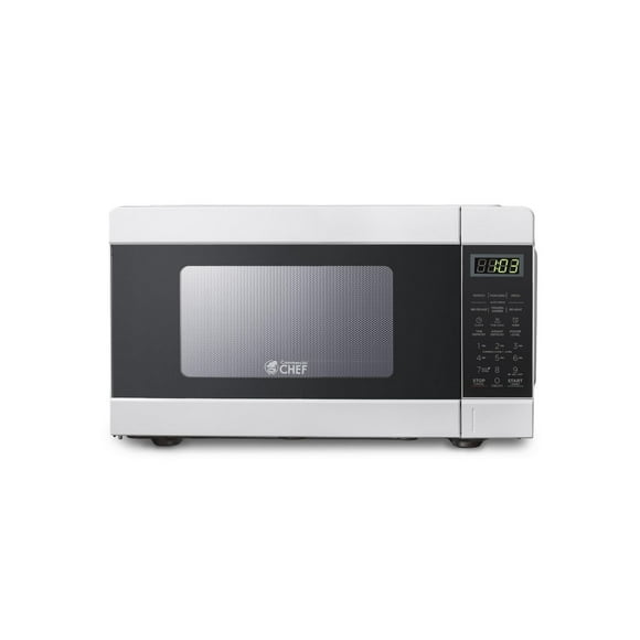 COMMERCIAL CHEF 0.9 Cu Ft Microwave with 10 Power Levels, Push Button and Child Lock, 900 Watt Microwave with Digital Controls, Countertop Microwave with Timer and Quick-Touch Menu, White