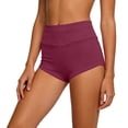 thumbnail image 5 of Kvture Cut Out Yoga Shorts Booty Butt Lifting Scrunch Shorts High Waisted Workout Gym Active Hot Pants Wine L, 5 of 6