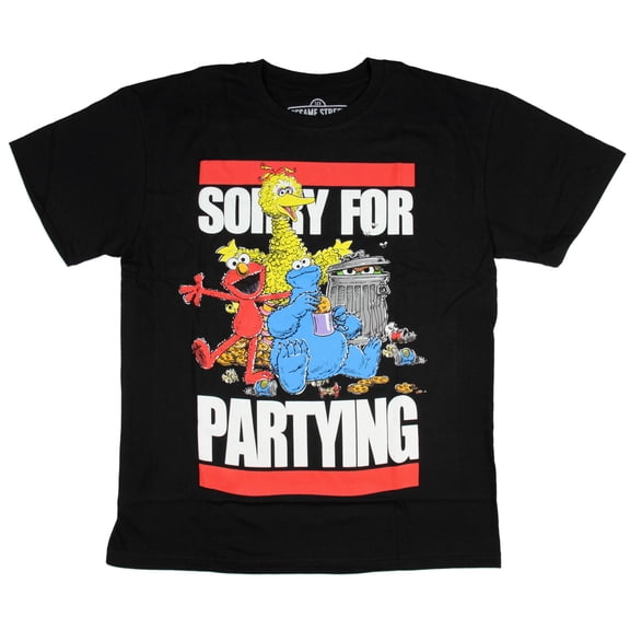 Sesame Street Men's Sorry For Partying Big Bird Elmo Oscar Adult T-shirt