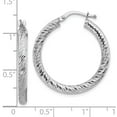 thumbnail image 7 of 10K White Gold Plated 3X20 Diamond-Cut Round Hoop Earrings, 7 of 7