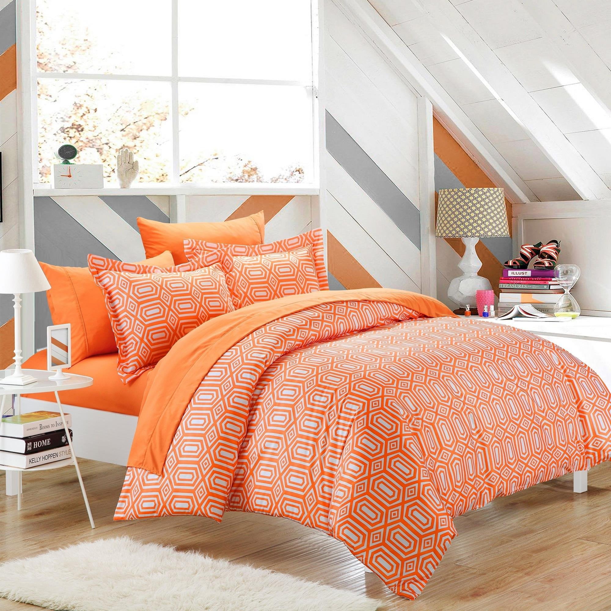 Tina Orange Duvet Cover Bed In A Bag Set with Sheet Set