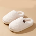 thumbnail image 2 of House Slippers for Women Men Comfy Memory Foam Casual Solid Color Fuzzy Winter Slip on Indoor Home Shoes White Size 7, 2 of 4