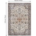 thumbnail image 2 of Machine Washable 5x7 Ft Runner Rug, Non-Slip, Soft, Boho Vintage Print for Living Room/Bedroom/Hallway (Beige), 2 of 6