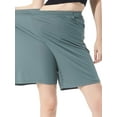 thumbnail image 3 of STARVNC Women Pleated Elastic Waistband Solid Color Shorts With Pocket, 3 of 7