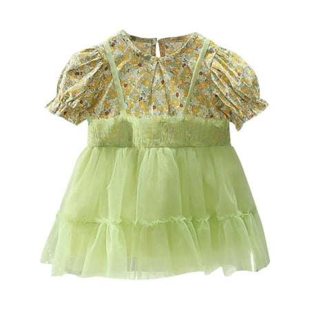 

Toddler Girls Princess Dress Puff Sleeve Floral Printed Trendy Toddler Girls Sundress Children s Day Gifts