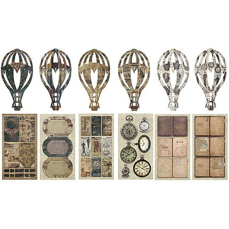 Fabscraps MC66001A GentlemeNs Club Journal Pack 12 Pages-Cards, Clocks, Balloons, etc.