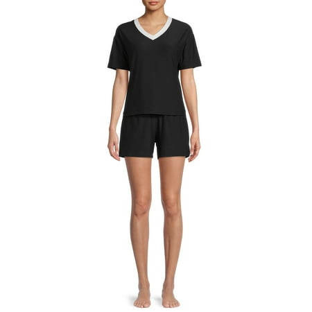 

Lissome Women s and Women s Plus Short Sleeve V-Neck Top and Short Set 2-Piece