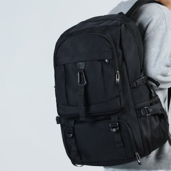 50L Large Capacity Men’s Duffel Travel Backpack with Separate Shoe Compartment Outdoor Luggage Mountaineering Bag Rainproof Black 32cm×15cm×51cm